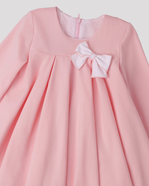 Rochie roz din jerse cu funda